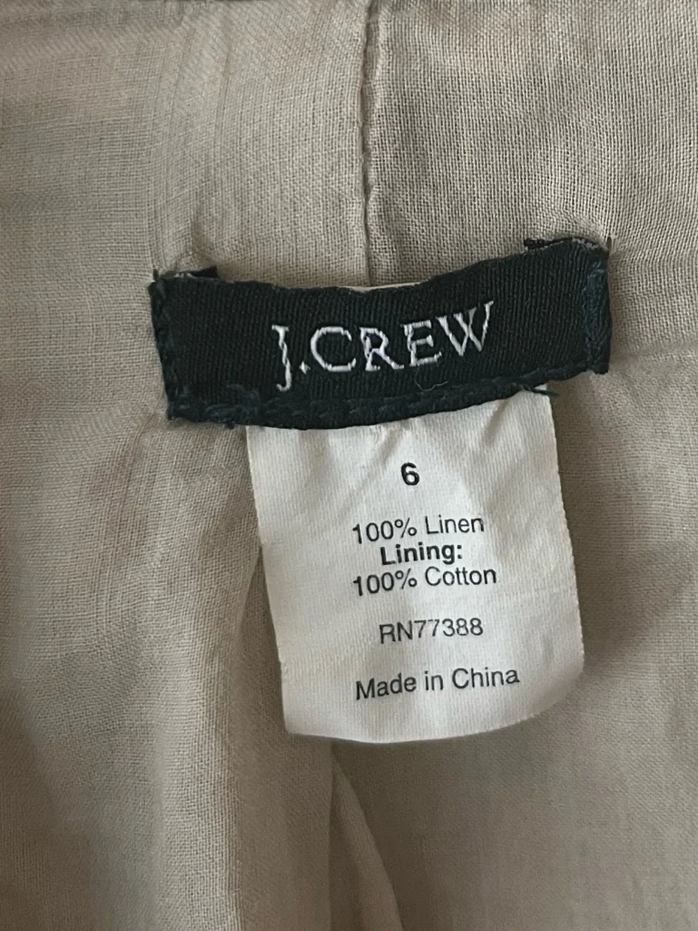 J Crew linen cotton jacket with ruffle trim and frayed details size 6 beige tan - Picture 3 of 3